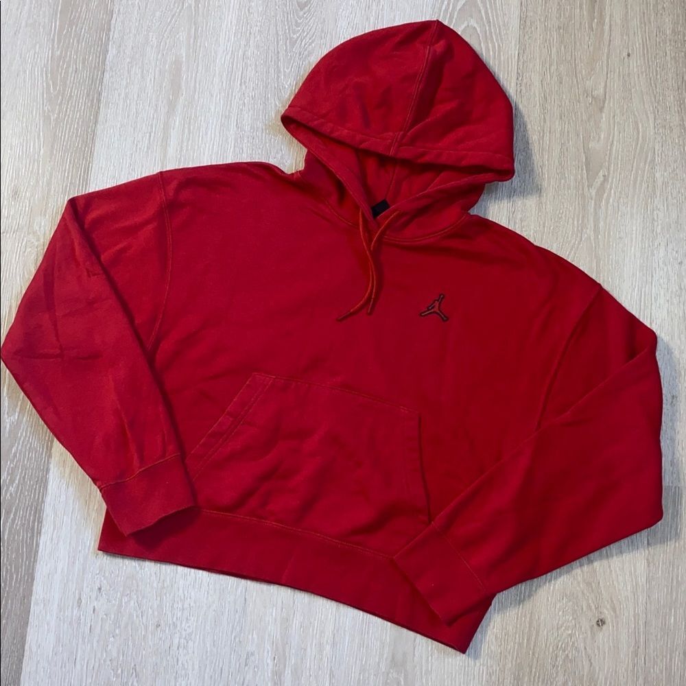 Nike Jordan Loose Fit Red Cropped Hoodie